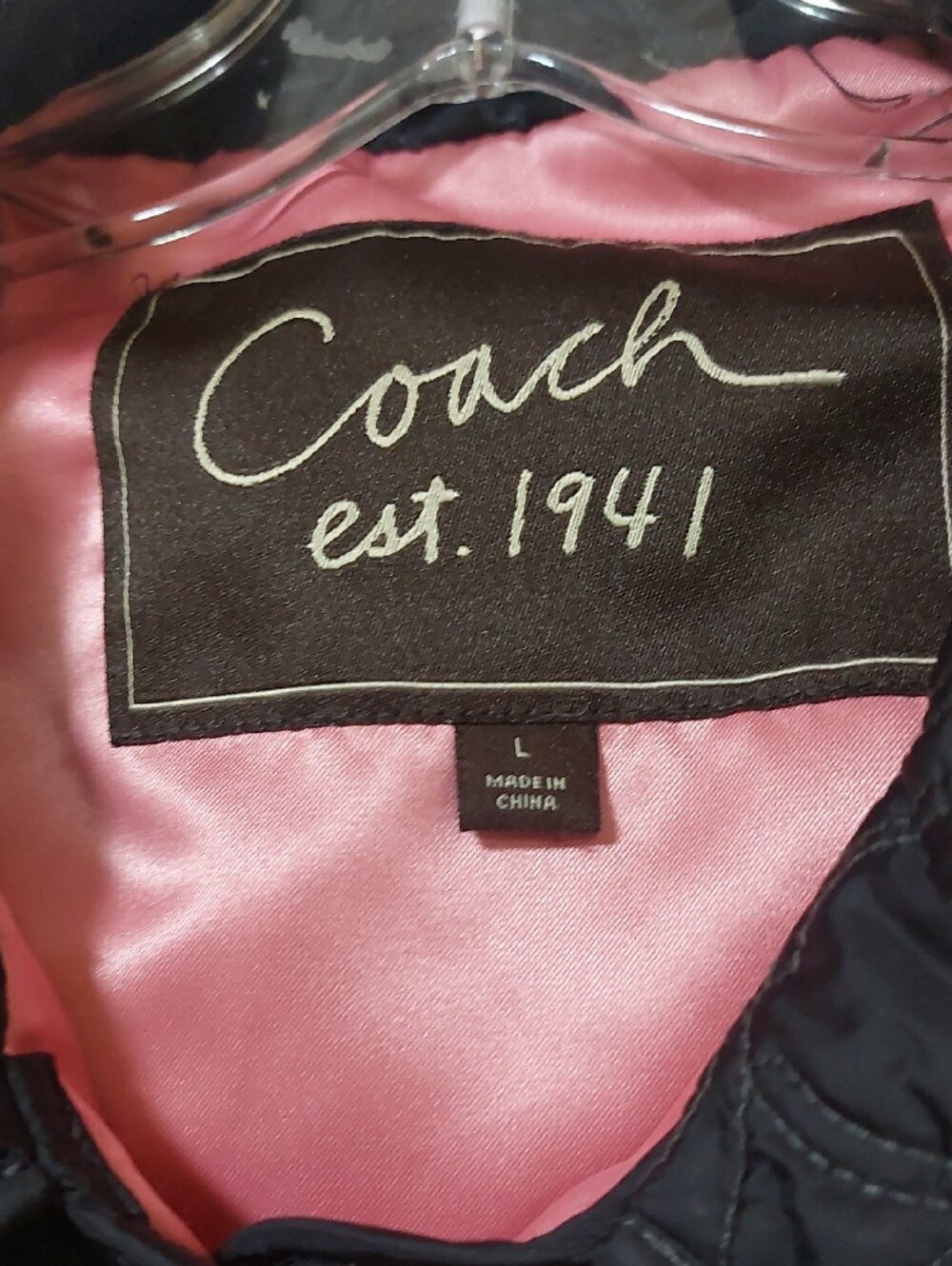 Coach Black Quilted Puffer Jacket with Pink Lining. Size L - Picture 2 of 13